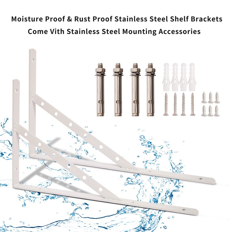 Shelf Brackets 16 Inch, Heavy Duty 90 Degree Floating Wall
