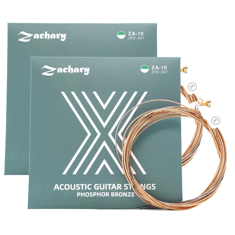 Zachary Acoustic Guitar Strings, 6 String Set, 2 Pack, Folk