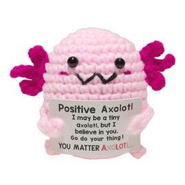 Positive Crochet Axolotl Plush, Emotional Support Stuffed Animals, Inspirational Gifts Office Desk Decor for Women for Women, Cheer Stress Relief Gifts for Adults Coworkers Friends