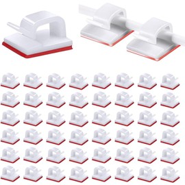50 Piezas Organizador de Cables Autoadhesivo, Soportes de Cable Autoadhesivos, Administración de Cables Blancas