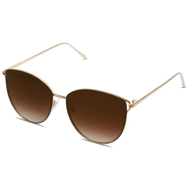 SOJOS SJ1085 Retro Round Cat Eye Sunglasses Mirrored Metal Flat