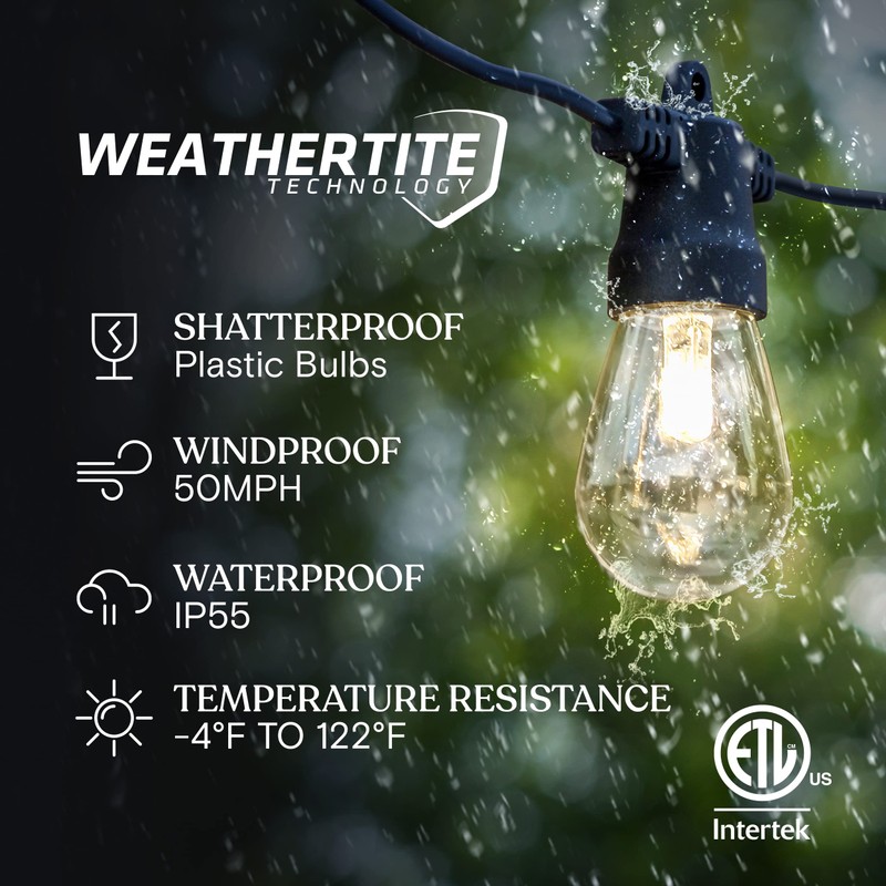 Brightech Ambience Pro Solar Powered Outdoor String Lights - Commercial