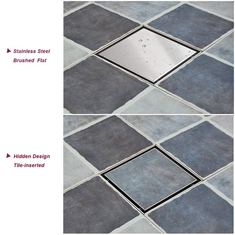 Neodrain Square Shower Drain with Removable Tile insert Grate, 6-Inch,
