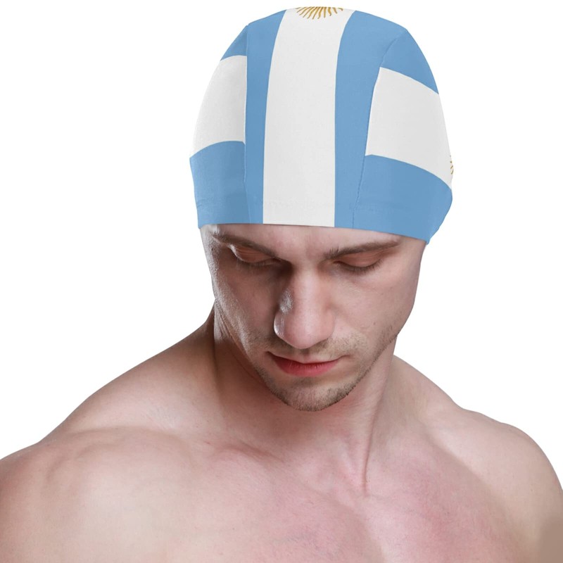 Dallonan Swimming Cap Argentina Flag Unisex Adult Swim Cap Polyester