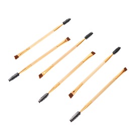 Beavorty 6pcs Eyebrow Brush Mascara Brush Lash Brush Kit Eyeshadow Combs Liner Patches Curler Brightener Makeup Eyelash Spoolie Angled Eye Curling Double Ended Brow Birthday