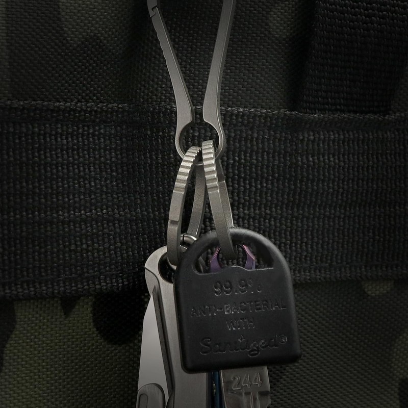 Side Pushing Titanium Key Ring for Key Carabiner Anti-Slip Design