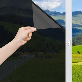 Lmlpt Window Privacy Film, One Way Window Film Tint See Out Not in Anti UV Heat Blocking Window Film Self-Adhesive Dark Window Tinting Film for Home Door Glass, Magic Black, 15.75 inch X 6.56 feet