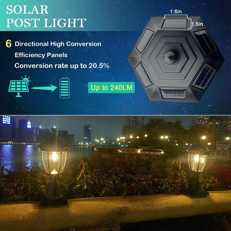Jalarox Solar Post Lamp Lights, Dusk to Dawn Post Light