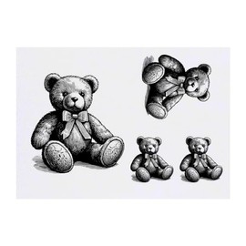 Azeeda 4 x 'Teddybär' Temporäre Tattoos - Wasserfest, Hautfreundlich & Ungiftig · Transfers in Verschiedenen Größen (TO00070436)