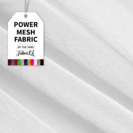 Power Mesh Fabric | 4-Way Stretch Nylon Mesh Fabric | Lightweight Sheer Nylon Spandex Stretch Mesh Fabric | 2 Yards Mesh | 60" inch Wide | White