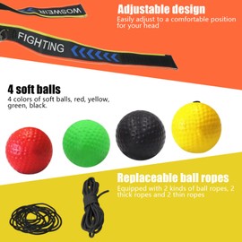 Jomdjmskes 4Pcs Reflexball, Reaktionsball mit Kopfband, Boxball, Reflexball Boxen, Box Training, Home Boxen Training Ball, Boxing Reflex Ball Ideal für Training von Reaktion und Auge-Hand-Koordination