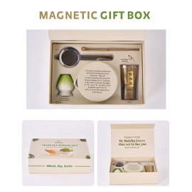 Hyloxo Matcha Whisk Set - 6 Pcs Matcha Kit with Bowl, Japanese Matcha Set, Matcha Bowl with Spout, Matcha Whisk, Chasen Holder, Sifter and Bamboo Scoop, Tea Gift Ceremony Sets for Matcha Lovers