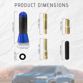 HAOBO Car Short Antenna, Carbon Fiber Car Audio & Video Antennas for AM/FM Reception, Universal Replacement Car Antenna with 4 Adapters, 2 Rubber Rings, Automotive Exterior Accessories for Most Car