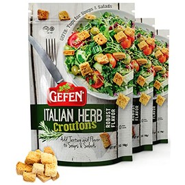Gefen Italian Herb Caesar Croutons, 5.2oz (3 Pack) | Dairy Free, Robust Flavor, Perfect for Soups, Salads, Casseroles, and Your Frying Needs, Certified Kosher