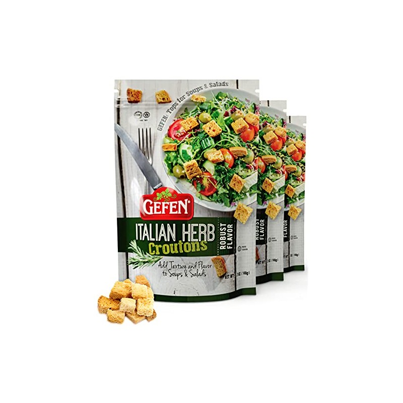 Gefen Italian Herb Caesar Croutons, 5.2oz (3 Pack) | Dairy