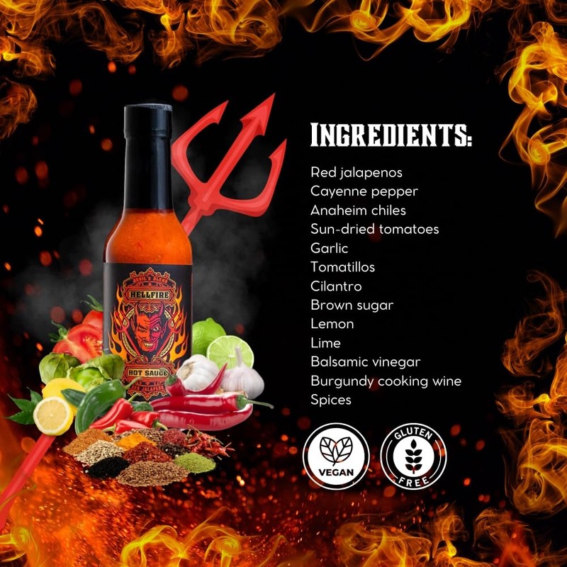 Hellfire Devil's Blend Red Jalapeno Hot Sauce, Award-Winning, Gourmet, Rich
