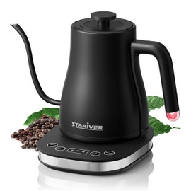 Stariver Gooseneck Electric Kettle with 5 Temperature Control Presets, Pour Over Coffee Kettle ±2℉ Temp Control, 1.2L Gooseneck Kettle, for Tea& Coffee, Stainless Steel Interior, 1000W, Black
