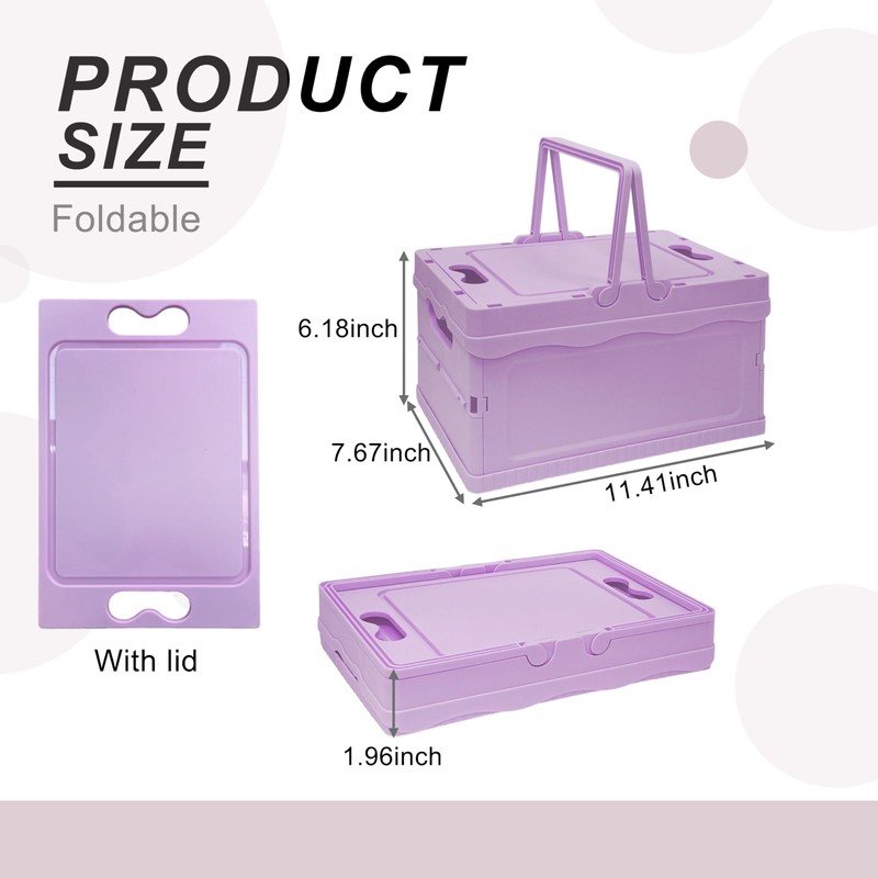 Tixill Small Collapsible Storage Crates, Foldable Plastic Baskets with Lids