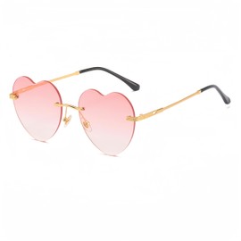 WDZAYXC Minimalist Frameless Heart Shaped Sunglasses, Cute and Fashionable Glasses, pink