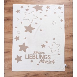 Herding Baby Best Organic Knitted Blanket, GOTS Certified, Favourite Person Motif, 75 x 100 cm, Cotton/Knit, White/Brown, 75 x 100 cm