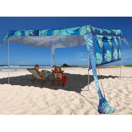 Beach Canopy Tent Shade with Sidewalls 10x10FT, 6.6FT Tall, UPF50+ Sun Shelter, Windproof & Water Resistant, Includes Guylines Sand Shovel Stability Poles, Easy Up for Beach Outdoor Camping Backyard