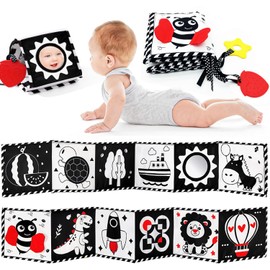 Black and White High Contrast Baby Toys 0-6 6-12 Months Soft Book for Newborn Brain Development Tummy Time Toys Infant Sensory Crinkle Toys 0-3 3-6 Month Montessori Learning Activities for Babies