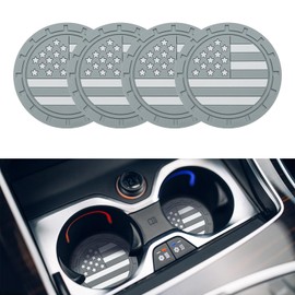 NGHEY Car Coaster, American Flag, General Motors Coaster, Car Interior Accessories Set, Gray, 4 Pieces