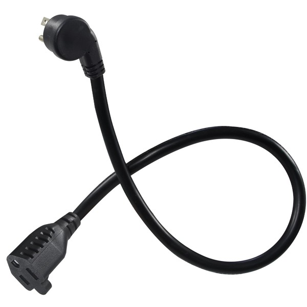 SPARKING 1.5FT Short Extension Cord with Flat Plug - Black