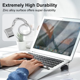 USB Stick 32 GB, Metal Memory Stick USB 2.0 USB Stick 32 GB USB Flash Drive with Key Fob USB 2.0 Stick Data Stick for PC/Laptop/Car Audio/Smart TV (Silver)