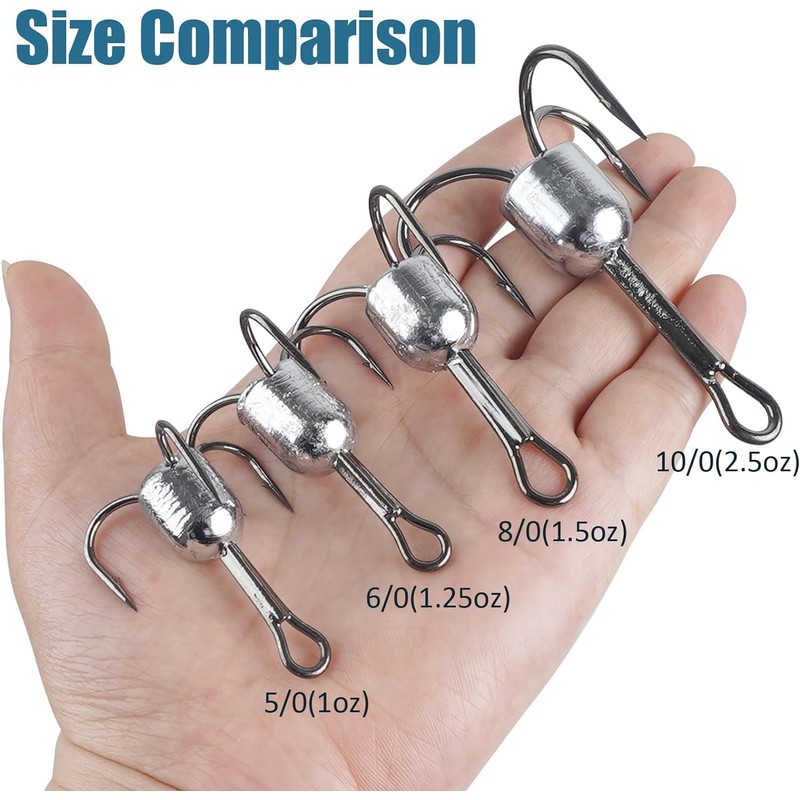 8pcs Snagging Hooks Snagging Weighted Treble Hooks Strong Large Fishing