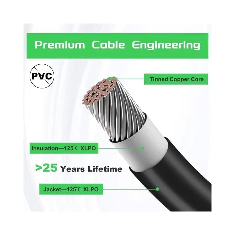 2pcs 10FT 10AWG Solar Extension Cable with Female and Male
