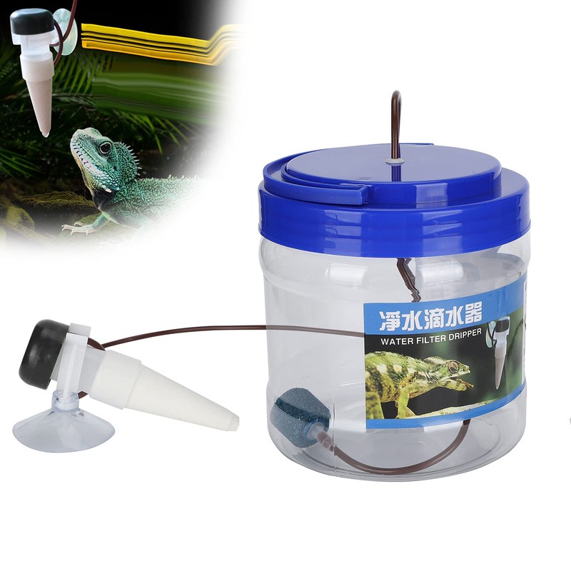 Pssopp Reptile Water Dripper Kit, Reptile Drinking Feeder with Filtering
