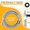 Cenipar 15FT LONG Washing Machine Hoses Straight Stainless Steel Burst