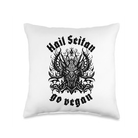 HAIL SEITAN - go vegan Throw Pillow