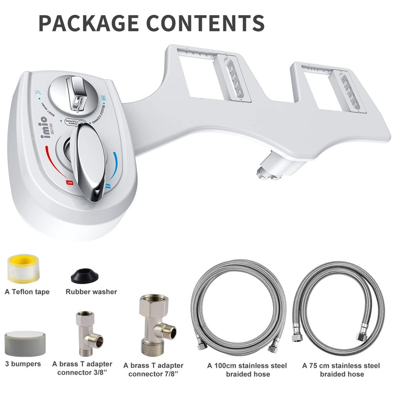 imio BD186 Non-Electric Bidet Attachment Adjustable Water Pressure and Self