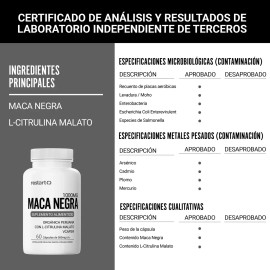 Restart Maca Negra Orgánica Peruana Citrulina Black 1000mg Por Porción Suplemento Natural Hombre Testo Testosterona Vitaminas Hombres Multivitamínico