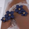 Cimenexe Bohemian Resin Flower Earrings Blue Enamel Flower Earrings Exaggerated