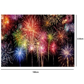 himsyuden 花火 背景バナー タペストリー 花火大会 撮影用 背景布 壁飾り 吊り布 Happy New Year 新年おめでとう 壁掛けカーペット 新年パーティー装飾布 新居祝い 写真背景 にぎやかな雰囲気 110*180cm