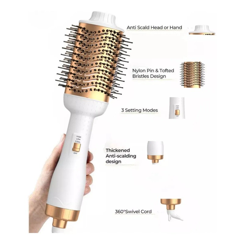Cepillo Alaciador/rizador De Pelo 4 En 1 Secador De Pelo