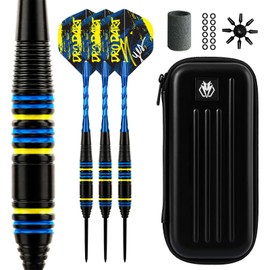Lavishio Steel Tip Darts Set,3 Pack Professional Dart with Dart Sharpener, Rubber Rings, Flight Protector and Dart Case