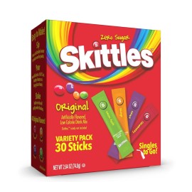 Skittles Singles To Go Variety Pack, Powdered Drink Mix, Zero Sugar, 30 Single S