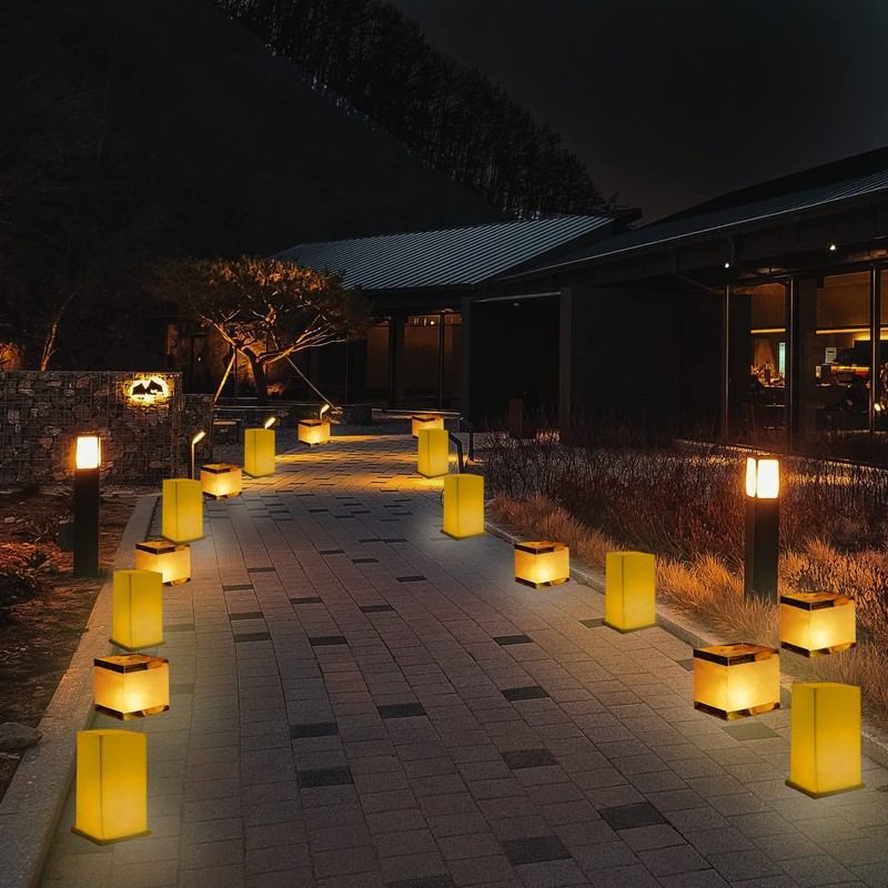 FUELYE 12Pack Floating Square Lanterns with LED Flameless Candles,Outdoor Lanterns