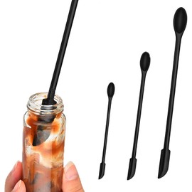 3 Piezas Juego de mini esptulas de maquillaje de silicona para ltima gota, Doble Punta Multifuncional Mini Esptulas, reutilizable, doble extremo,...  