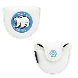 Magnetic White Bear Logo Polar Bear Putter Cover for Mallet Pin Type Golf Headcover