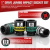 KIRXST 1" Drive Jumbo Impact Socket Set, SAE Axle Nut