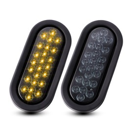 MADCATZ 6 Inch Oval Smoked Lens Amber LED Sealed Clearance Turn Signal Tail Lights 24 LED Bright F3 Piranha Trailer Bus Lorry Truck 12V DC 3 Prong Plugs OA12 (Pack of 2)