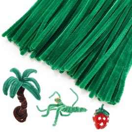 Caydo 200 piezas verde fluorescente limpiapipas tallos de chenilla flexibles para niños proyectos de manualidades y decoración, 12 pulgadas x 6 mm