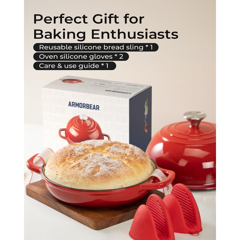 Armorbear Dutch Oven for Bread Baking-5QT Cast Iron Sourdough Dutch