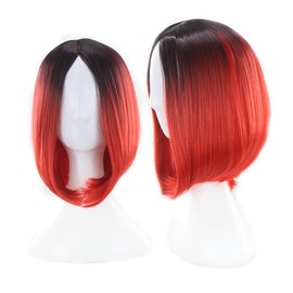 DECHOUS Womens Gradient Color Bob Wig for Cosplay Short Straight Synthetic Hair with Lace High Temperature Resistant Gradient Red Comfortable Reusable Natural Look for Daily Wear and