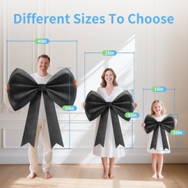 Large Bow for Party Birthday Decorations, 40 x 50 Inch Giant Bows for Backdrop Door Room Wall Decor, Black Ribbon Bow Coquette Bows Decor for Girls Women Baby Shower